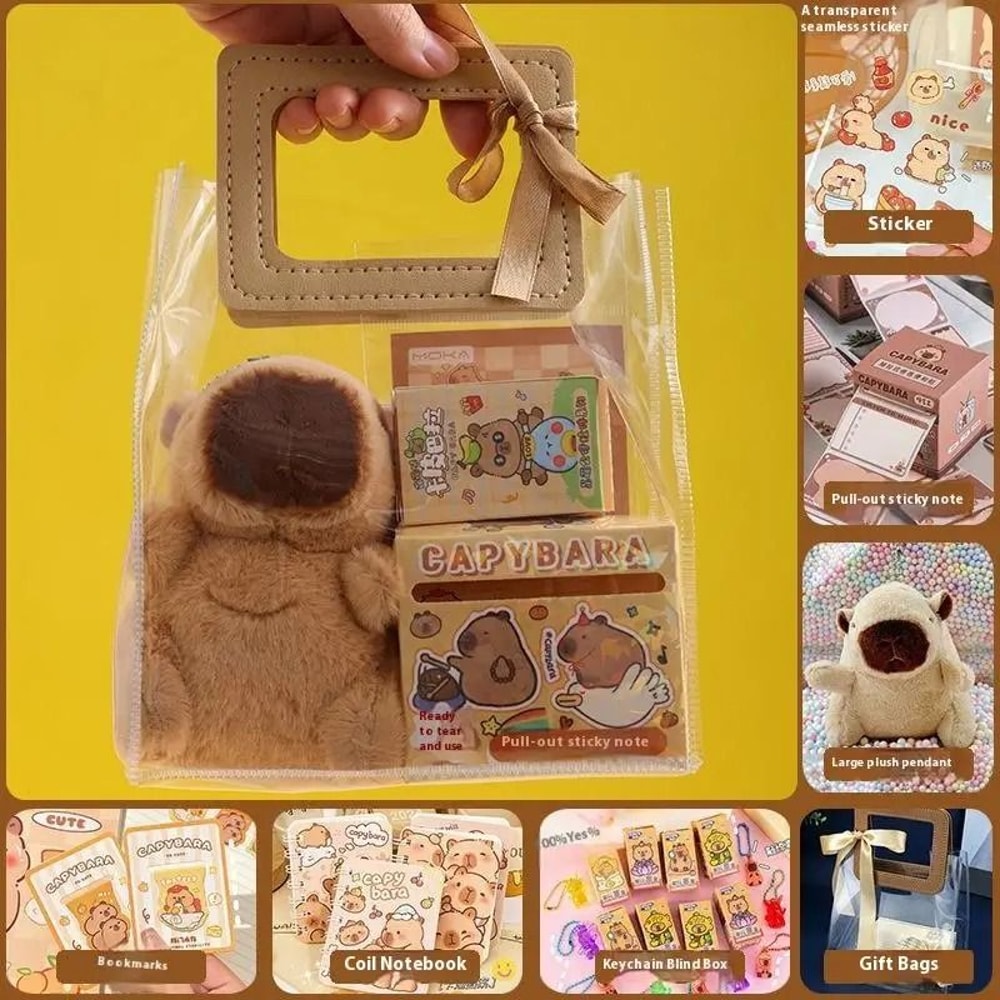 Kawaii Capybara Stationery Gift Set Handbag Edition With Plush Pendants Notebook 5