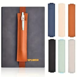 universal leather pen holder with adjustable elastic band | notebook & planner pouch