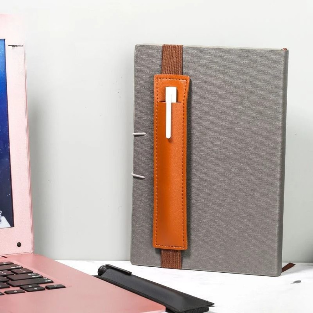 Universal Leather Pen Holder With Adjustable Elastic Band Notebook Planner Pouch 3