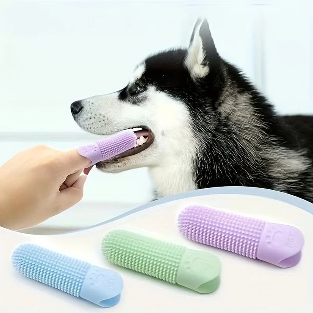 360 Soft Silicone Finger Toothbrush Durable Pet Dental Cleaning Tool 2