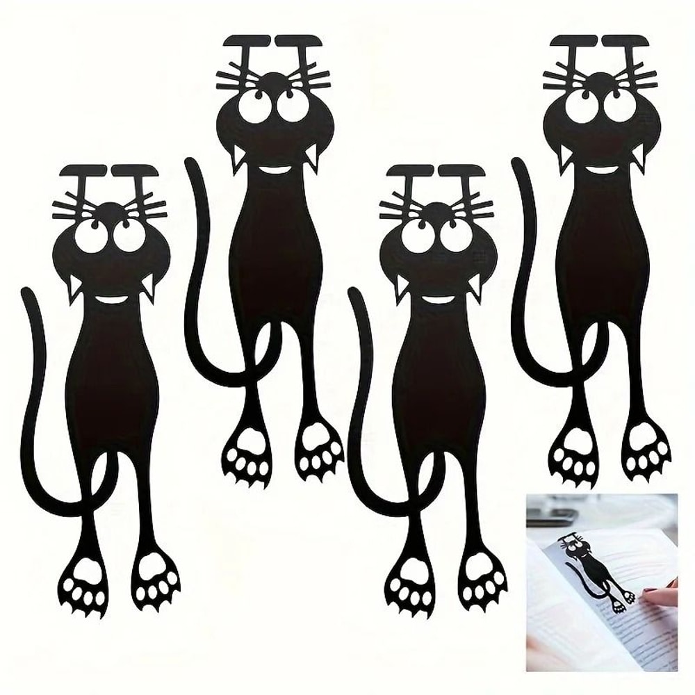 Creative Acrylic HollowedOut Bookmark Black Kitten Hanging Design For Reading Lovers 1