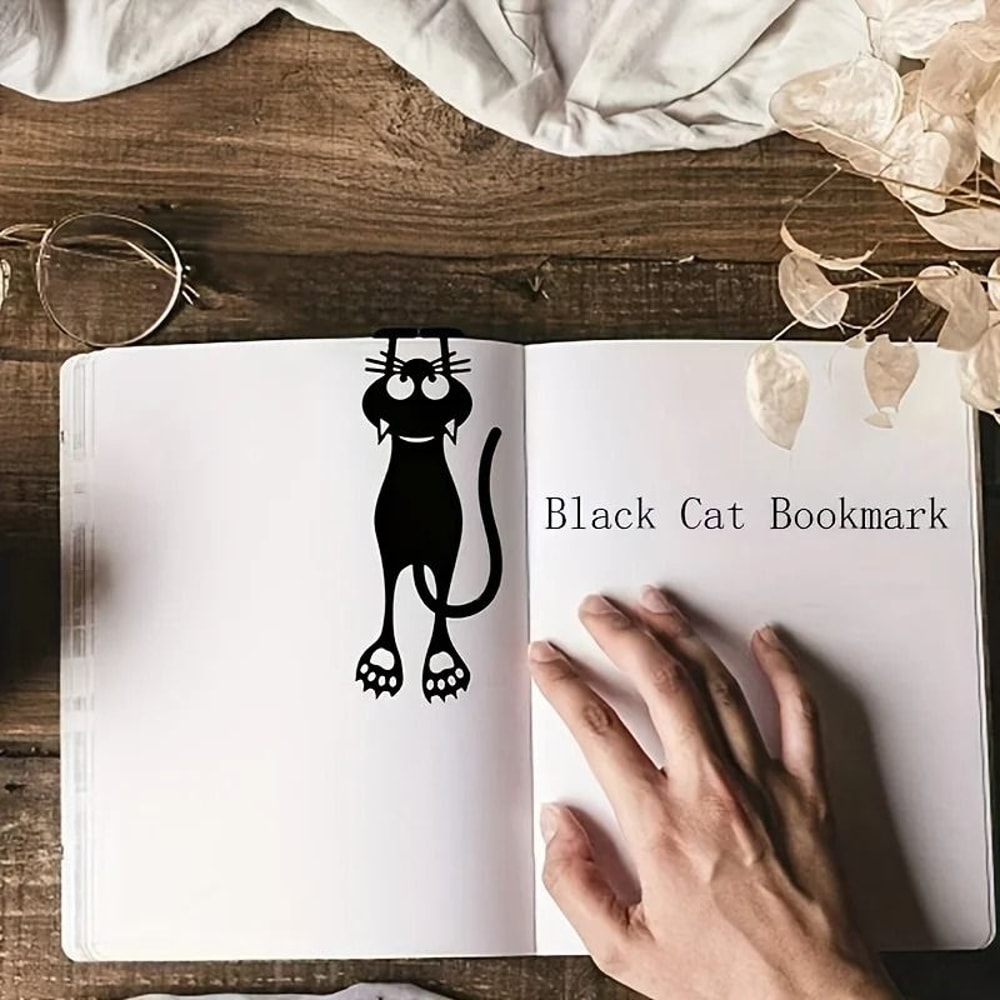 Creative Acrylic HollowedOut Bookmark Black Kitten Hanging Design For Reading Lovers 3