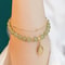 Exquisite Chinese Style Green Jade Bracelet Gold Leaf Double Chain Wrist Bangle 1