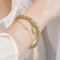 Exquisite Chinese Style Green Jade Bracelet Gold Leaf Double Chain Wrist Bangle 3