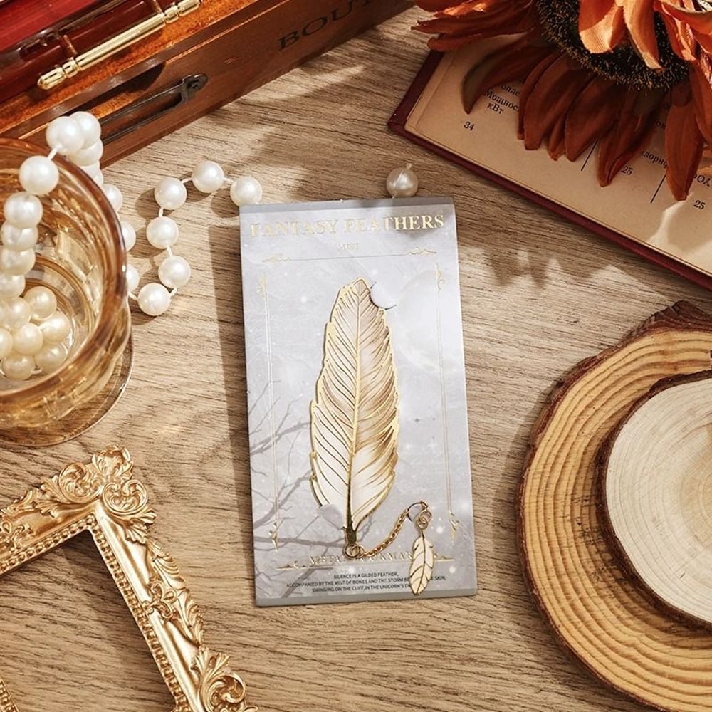 Vintage Feather Bronzing Metal Bookmark Elegant Pendant Gift For Book Lovers 6