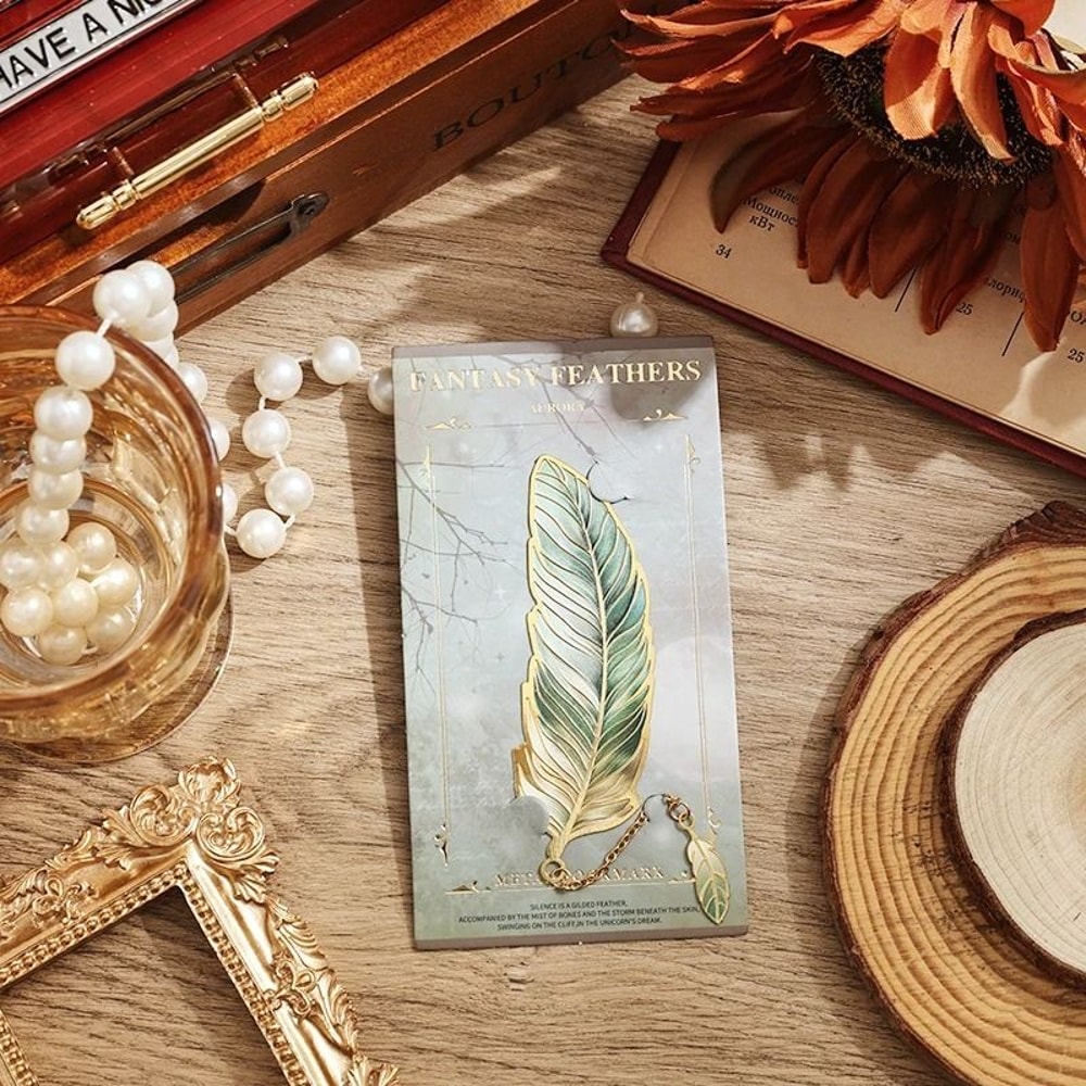 Vintage Feather Bronzing Metal Bookmark Elegant Pendant Gift For Book Lovers 8