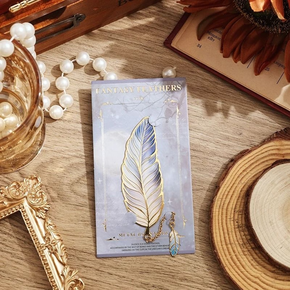 Vintage Feather Bronzing Metal Bookmark Elegant Pendant Gift For Book Lovers 9