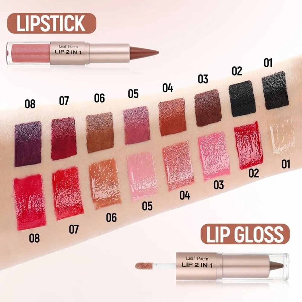 2in1 Plumping Lip Contour Glaze DoubleHead Crystal Lip Gloss Set 5