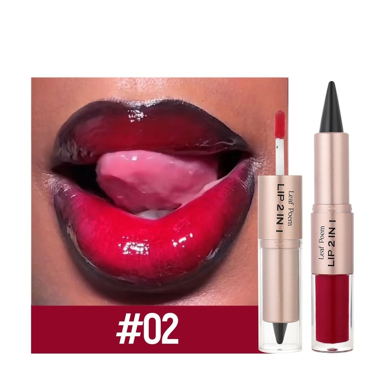 2in1 Plumping Lip Contour Glaze DoubleHead Crystal Lip Gloss Set 8