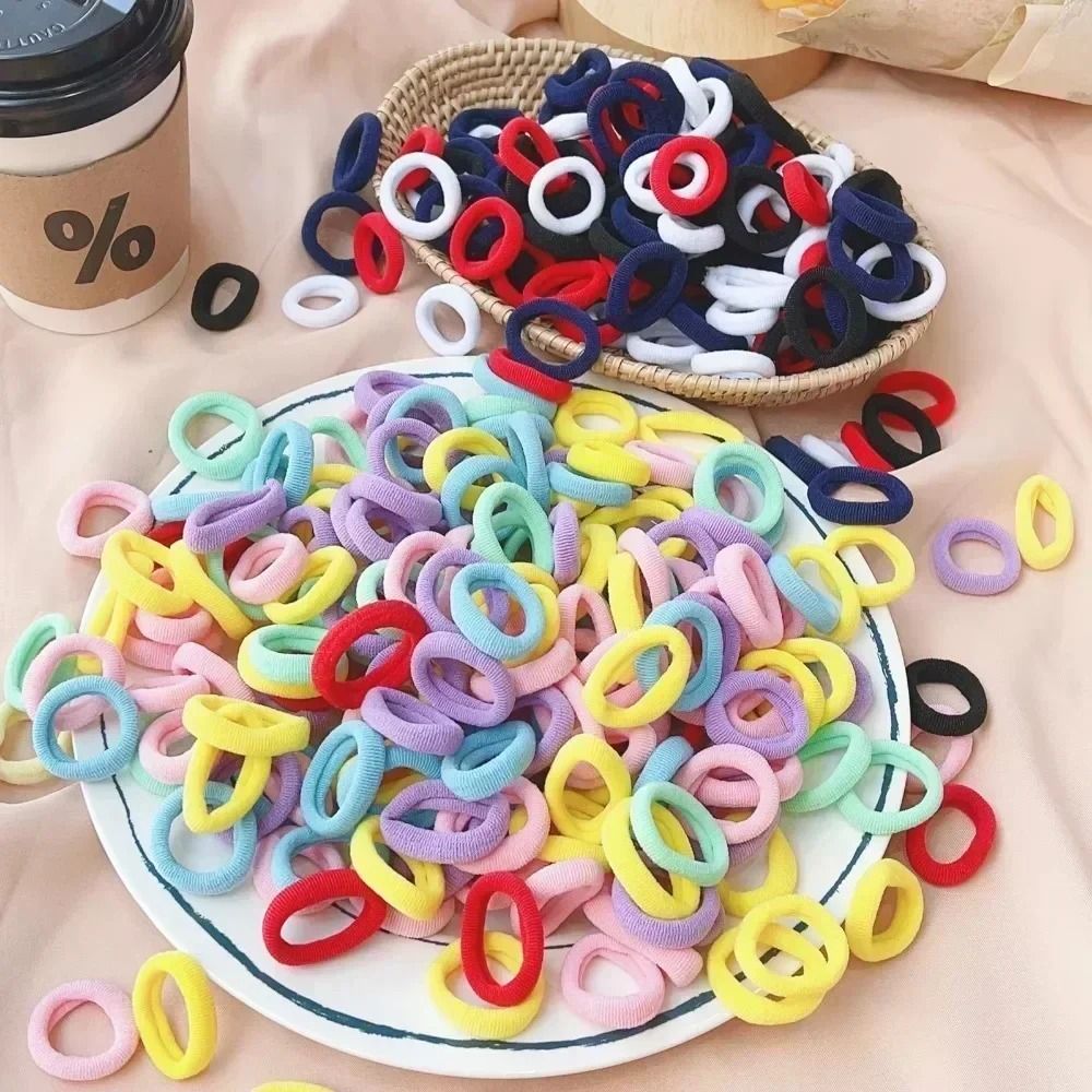 50PcsBag Colorful Basic Nylon Hair Ties Seamless Elastic Ponytail Holders 4
