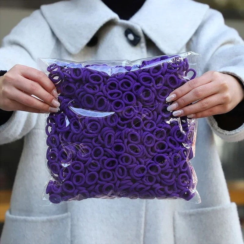 50PcsBag Colorful Basic Nylon Hair Ties Seamless Elastic Ponytail Holders 14