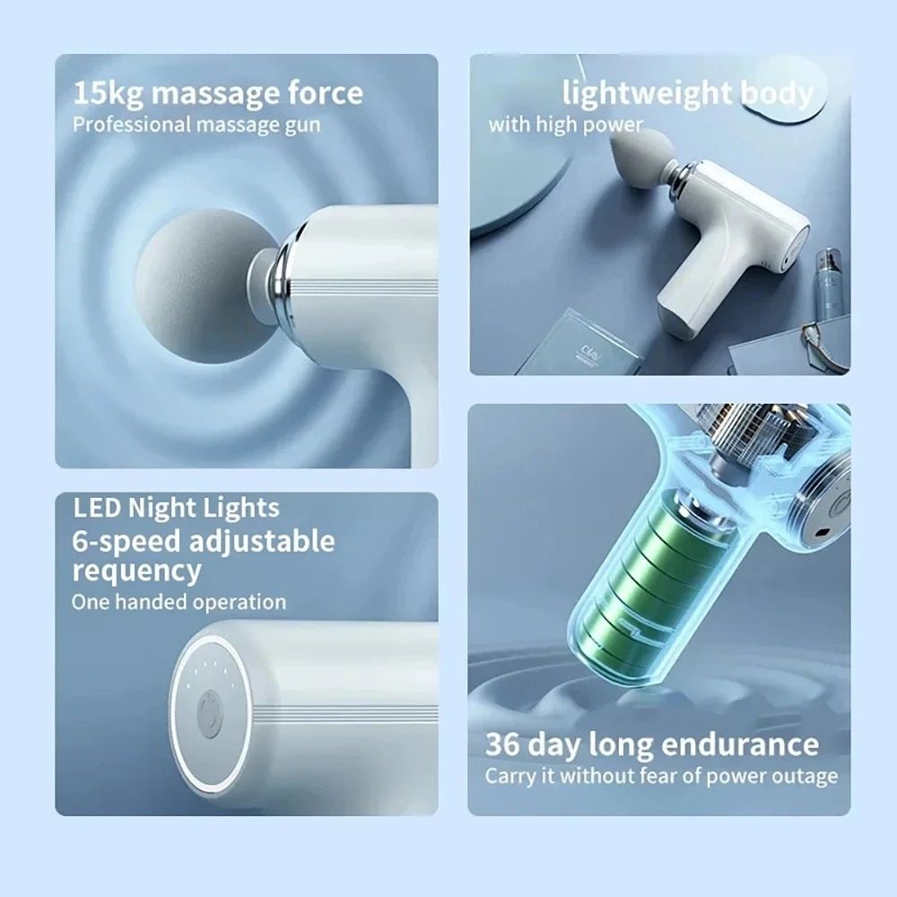 Portable Deep Tissue Electric Massage Gun 4 Interchangeable Heads LED Light 1