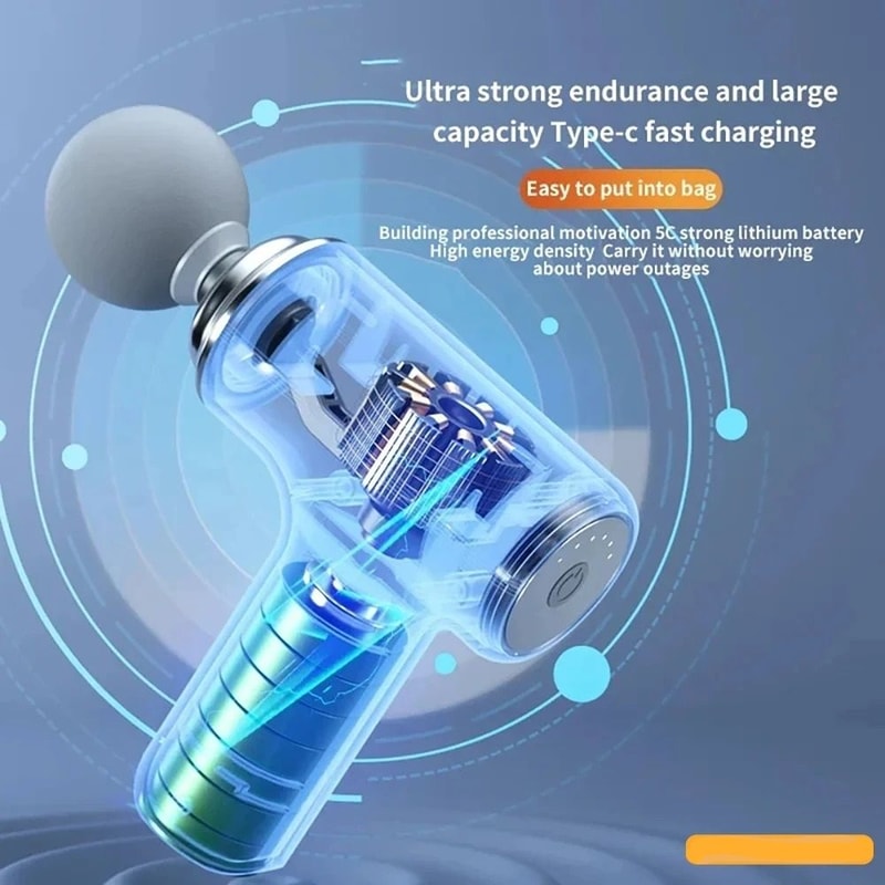 Portable Deep Tissue Electric Massage Gun 4 Interchangeable Heads LED Light 3