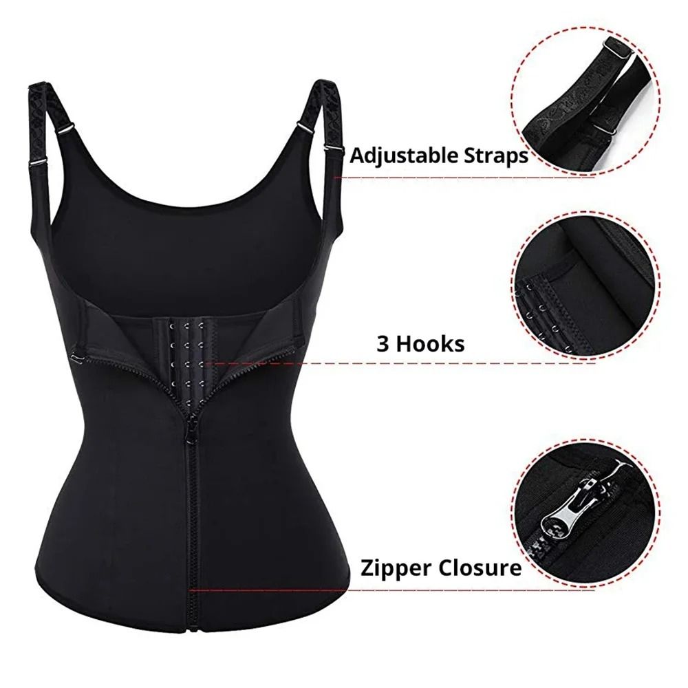 Premium Waist Trainer Tank Top Zipper Body Shaper Tummy Control Activewear 2