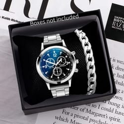mens business steel band quartz watch | fashion timepiece with matching bracelet