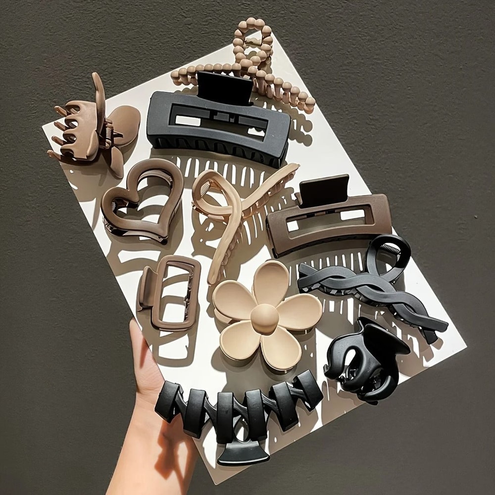 11pcs HighEnd Frosted Clip Set Elegant Shark Clip Headwear For Women 4