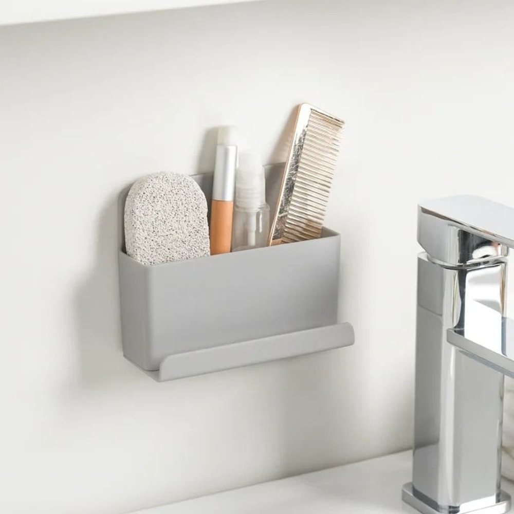 Compact WallMounted Storage Organizer Versatile Gray Holder For Home Office 1