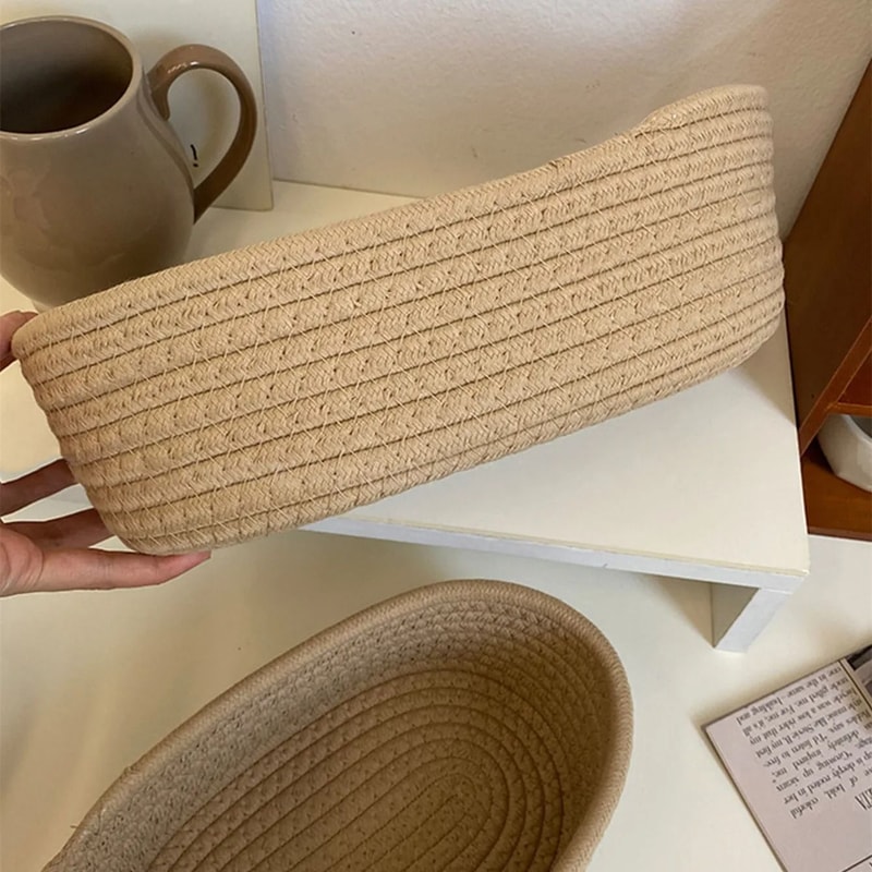 Woven Cotton Rope Storage Baskets Multifunctional Desktop Organizer 4
