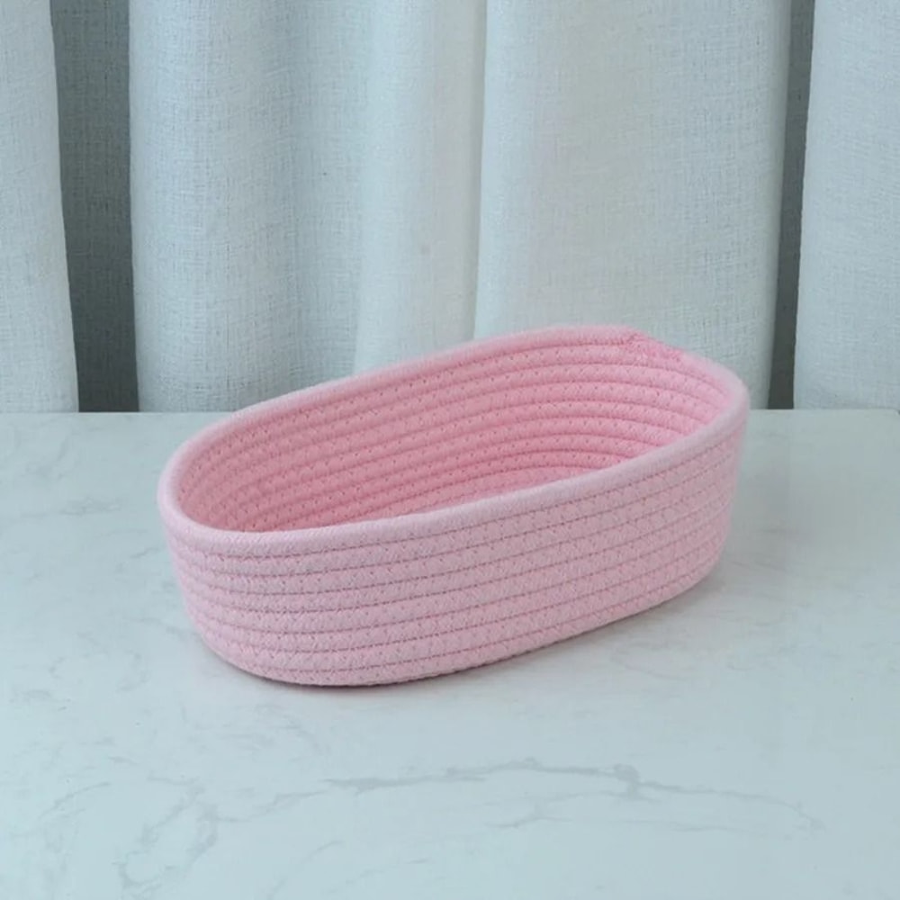 Woven Cotton Rope Storage Baskets Multifunctional Desktop Organizer 10
