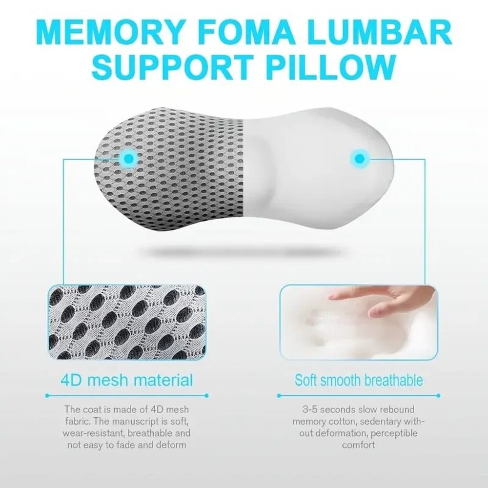 Ergonomic Memory Foam Lumbar Pillow Supportive Back Cushion For Car Office 5