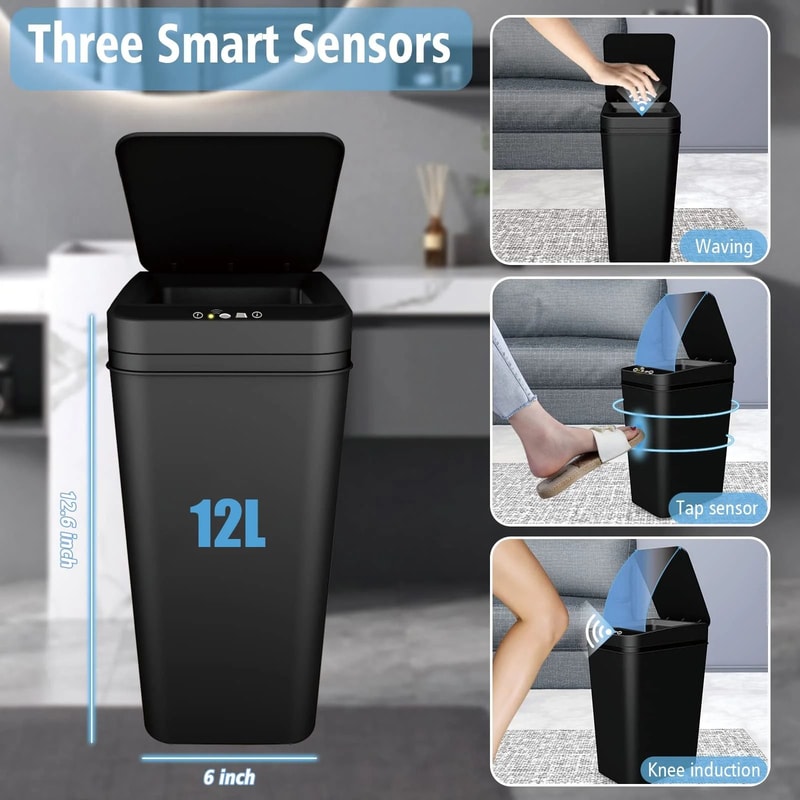 Smart Motion Sensor Trash Bin Slim Touchless Automatic Garbage Can 2