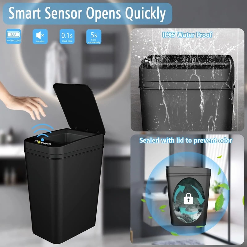Smart Motion Sensor Trash Bin Slim Touchless Automatic Garbage Can 5