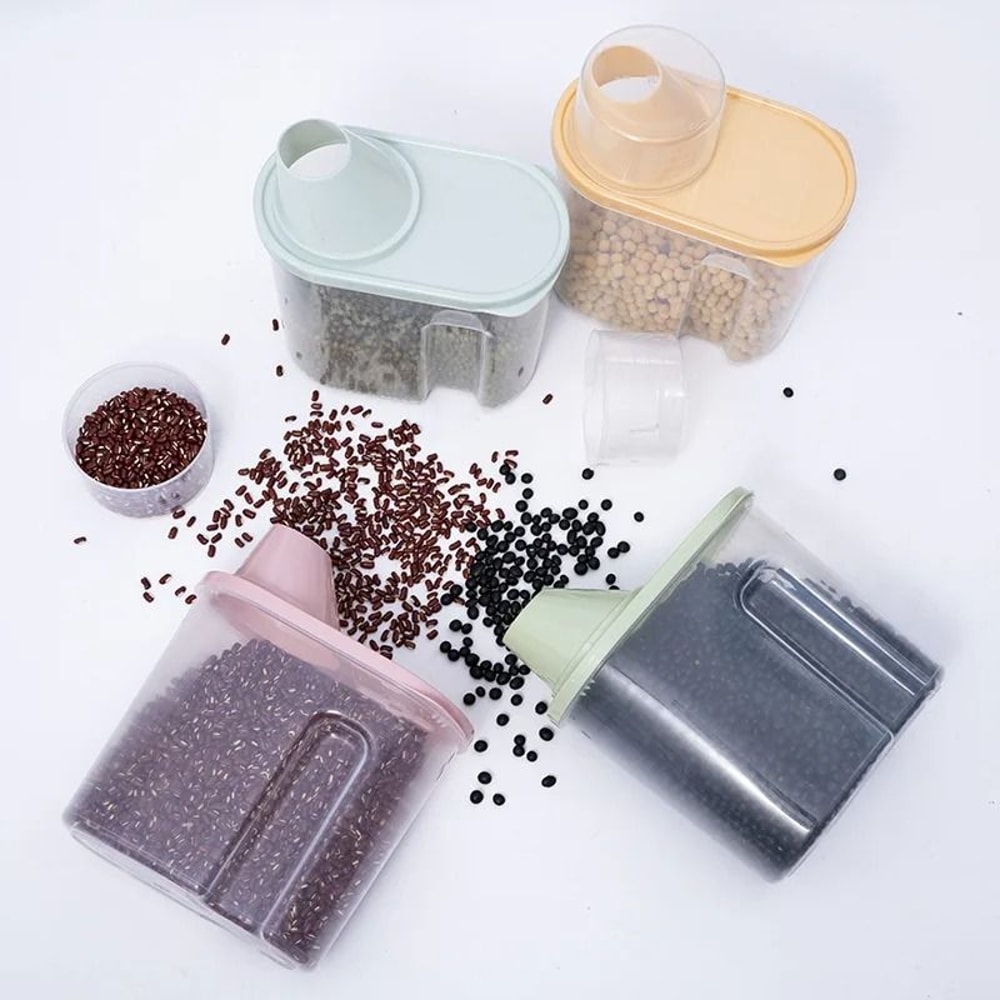 Household Kitchen Grain Storage Box Sealed Food Container With Measuring Cup 3