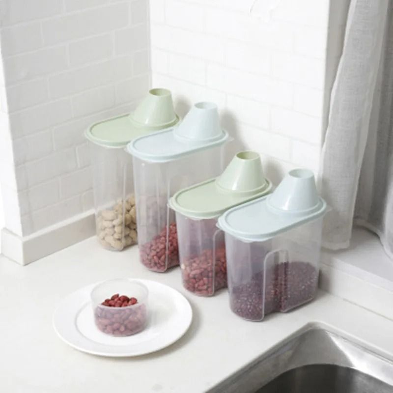 Household Kitchen Grain Storage Box Sealed Food Container With Measuring Cup 4