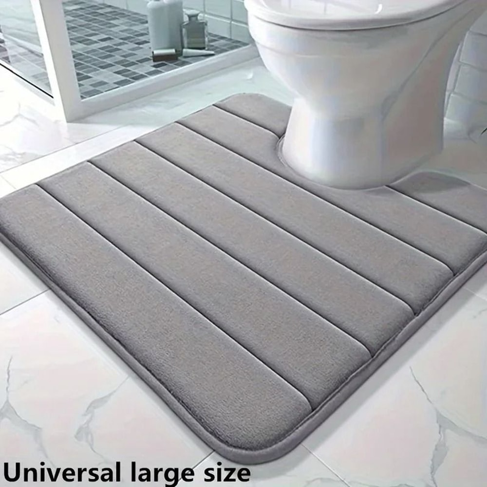 UShaped Memory Foam Toilet Mat Super Absorbent AntiSkid Bathroom Carpet 2