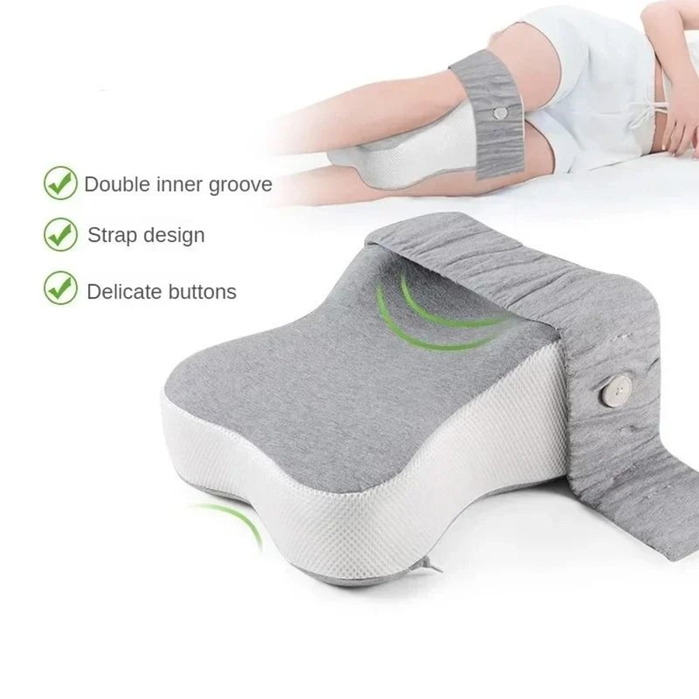 Orthopedic Side Sleeping Leg Pillow Slow Rebound Memory Foam With Adjustable Strap 0