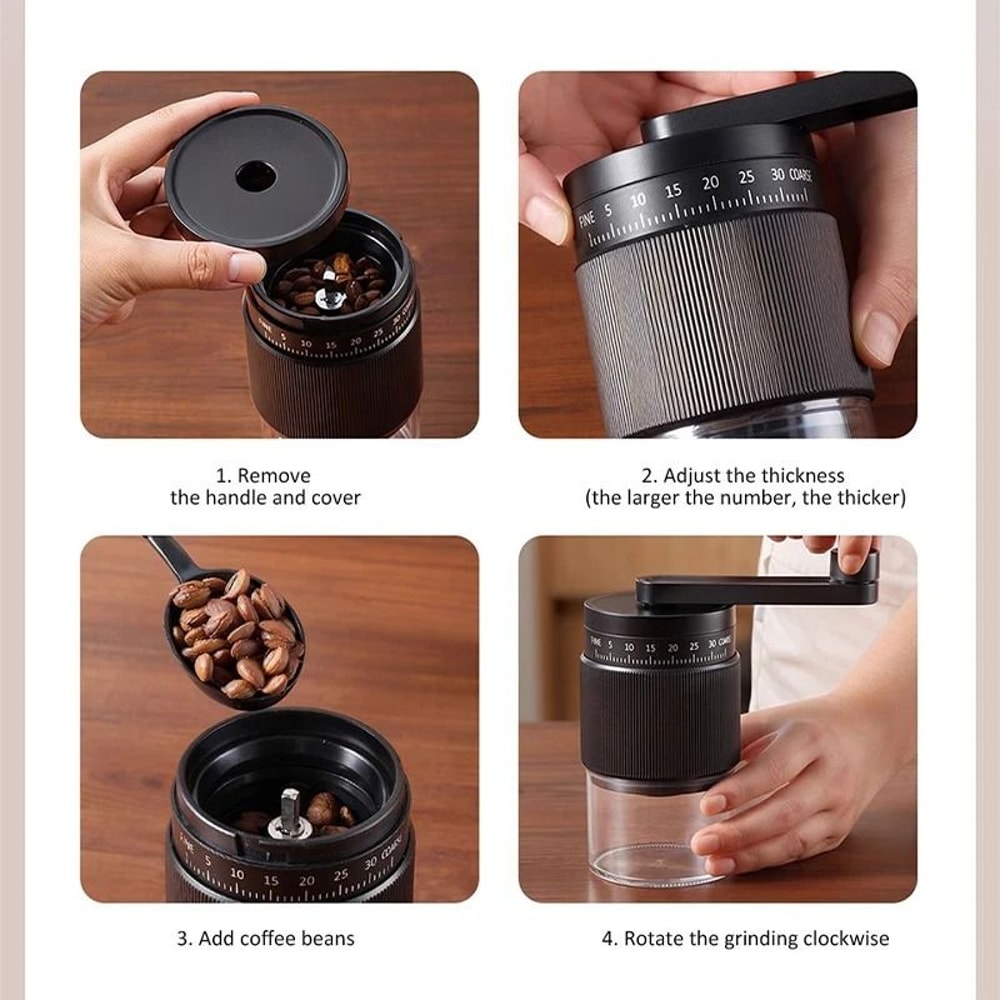 35Gear Manual Coffee Grinder External Adjustable Ceramic Burr Machine 5