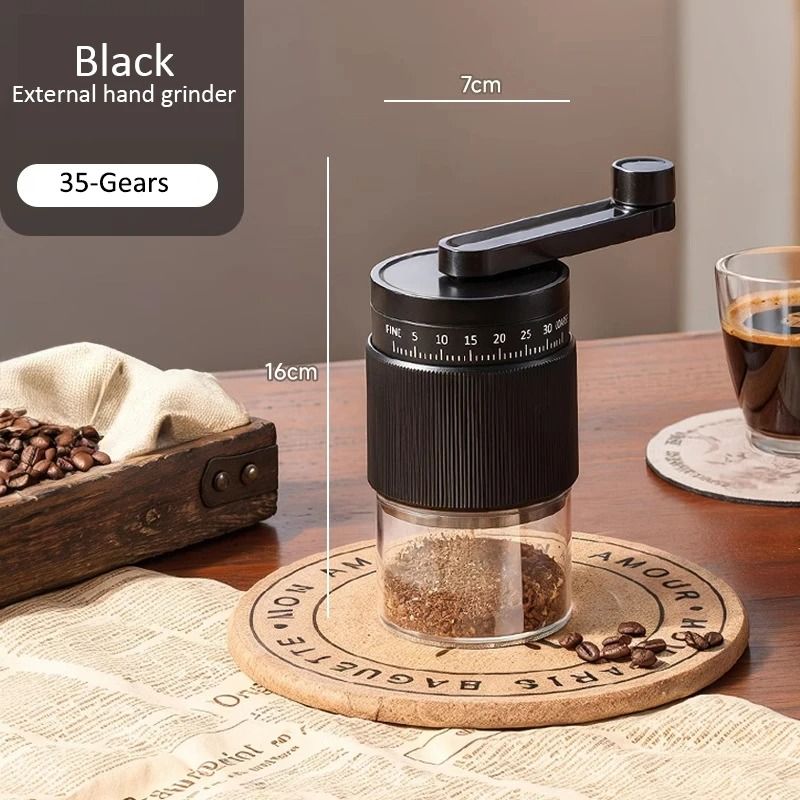 35Gear Manual Coffee Grinder External Adjustable Ceramic Burr Machine 8