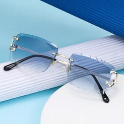 square rimless glasses | high-grade metal trend sunglasses for men & women