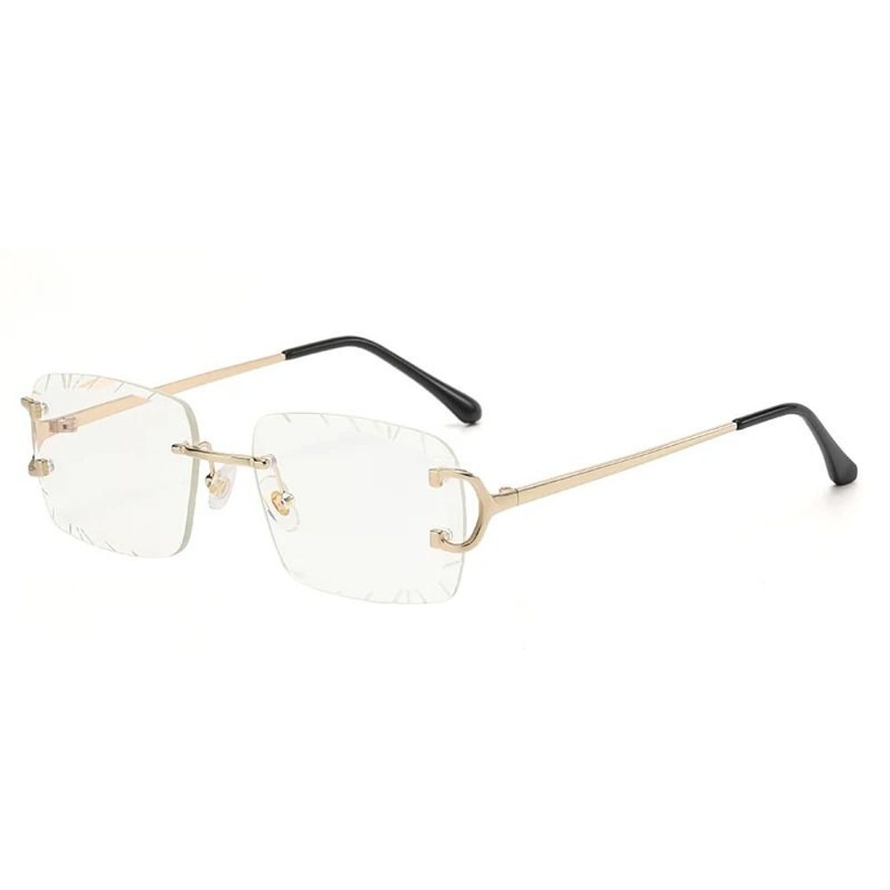 Square Rimless Glasses HighGrade Metal Trend Sunglasses For Men Women 6