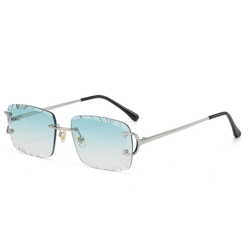 Square Rimless Glasses HighGrade Metal Trend Sunglasses For Men Women 7