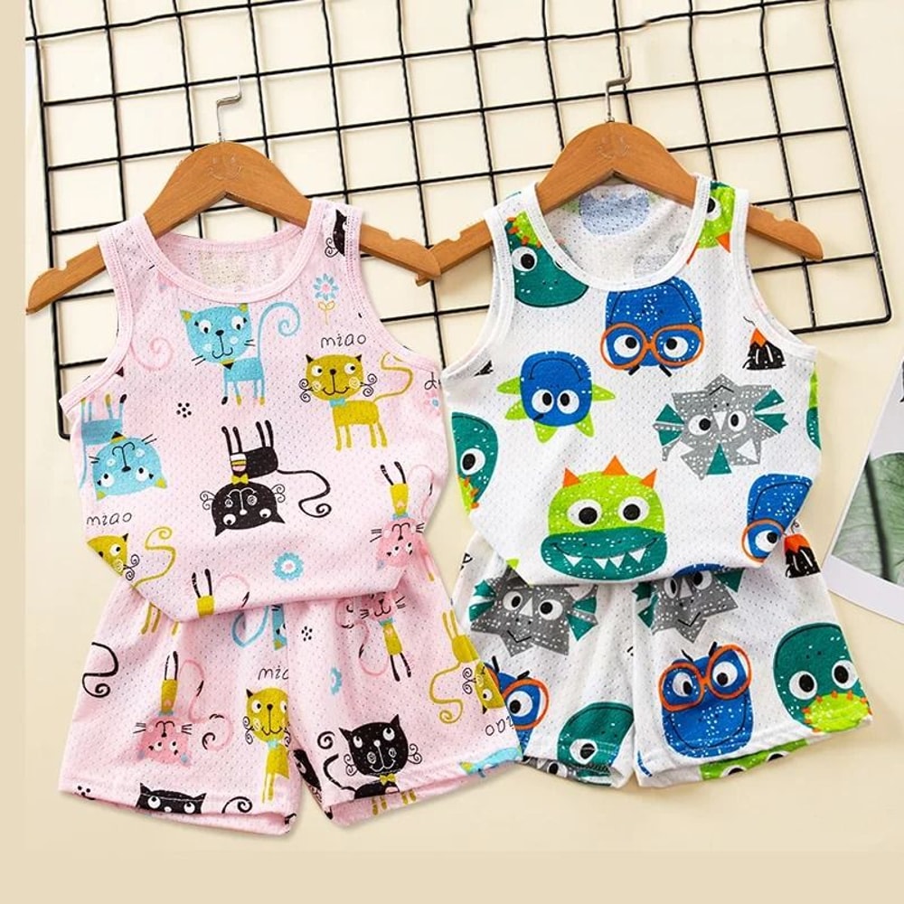Rainbow Animal Cartoon Pajamas Set Soft Cotton Sleepwear For Toddlers Babies 1