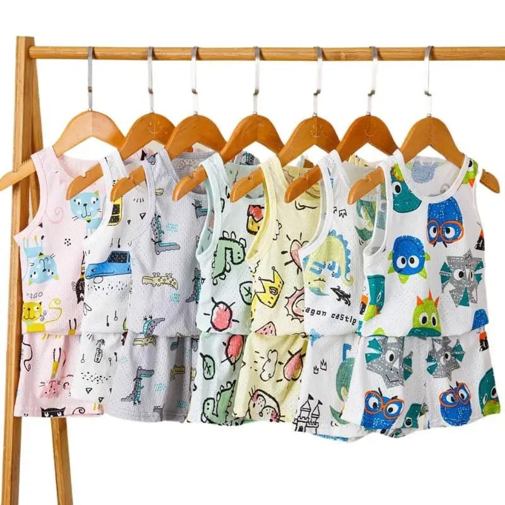 Rainbow Animal Cartoon Pajamas Set Soft Cotton Sleepwear For Toddlers Babies 2