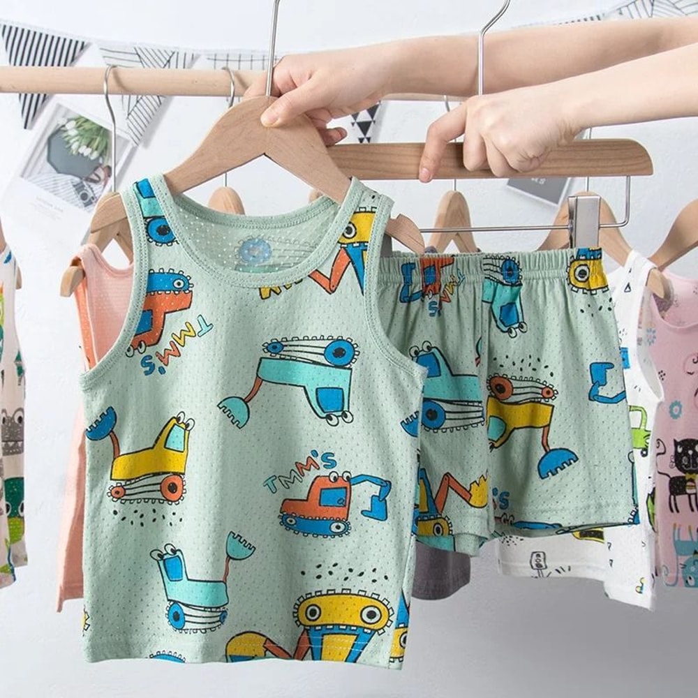 Rainbow Animal Cartoon Pajamas Set Soft Cotton Sleepwear For Toddlers Babies 14