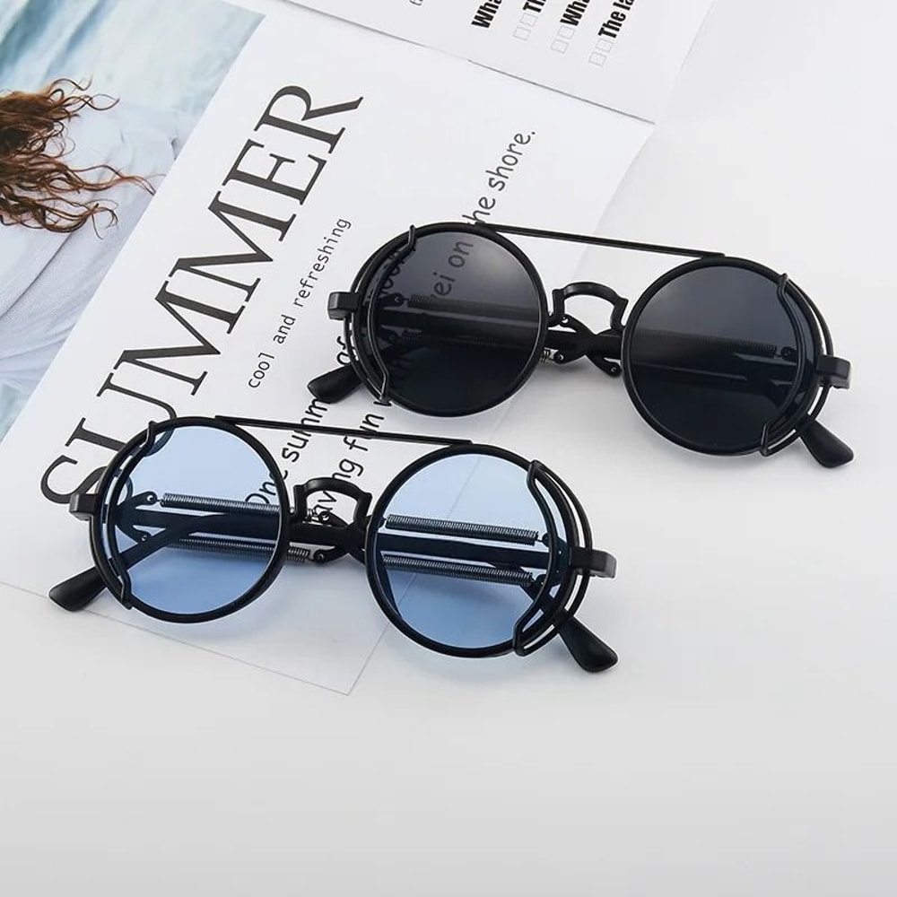 Retro Gothic Steampunk Sunglasses Luxury Designer Round PC Frame Eyewear 1