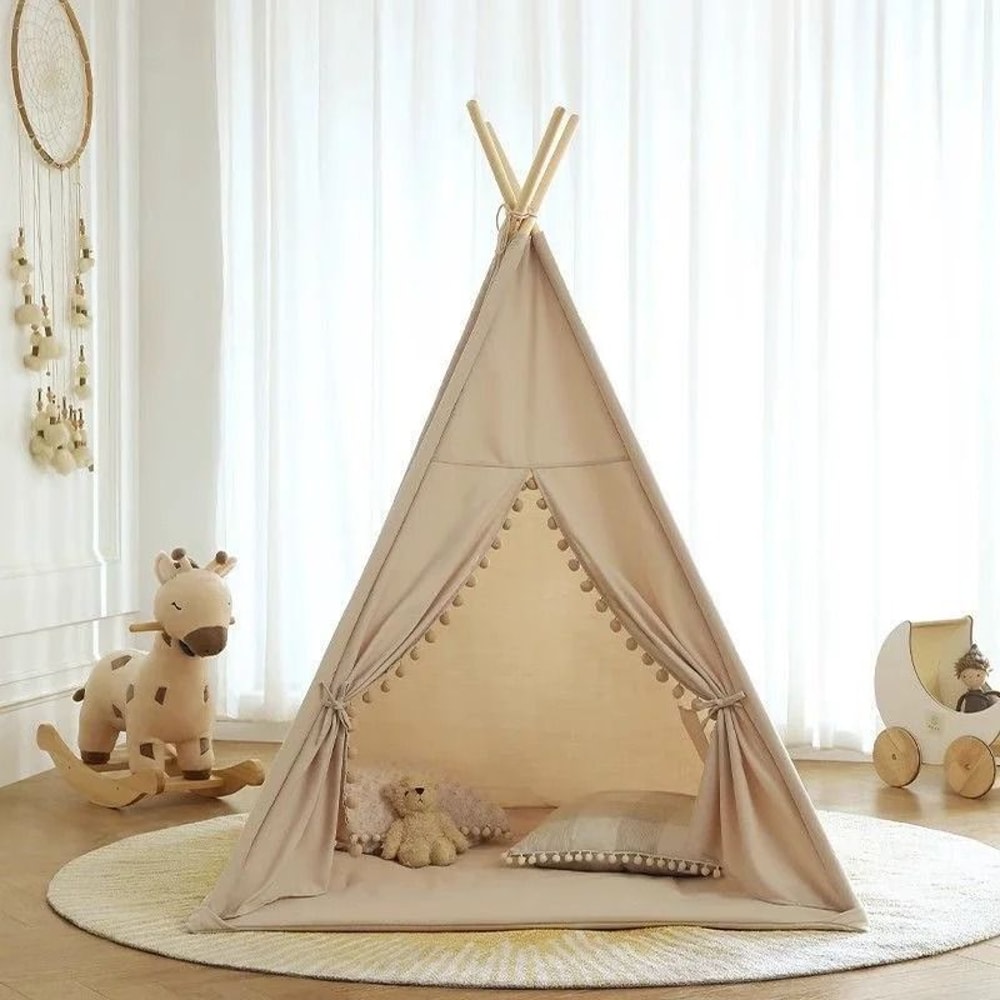 Portable Childrens Teepee Tent Indoor Play House Wigwam Room Decor 0