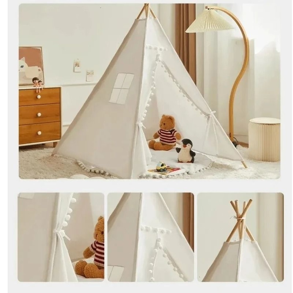 Portable Childrens Teepee Tent Indoor Play House Wigwam Room Decor 4