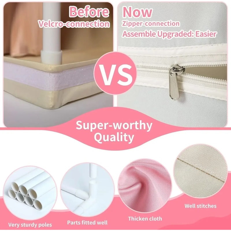 Folding Teepee Tent Indoor Outdoor Princess Castle Playhouse 4