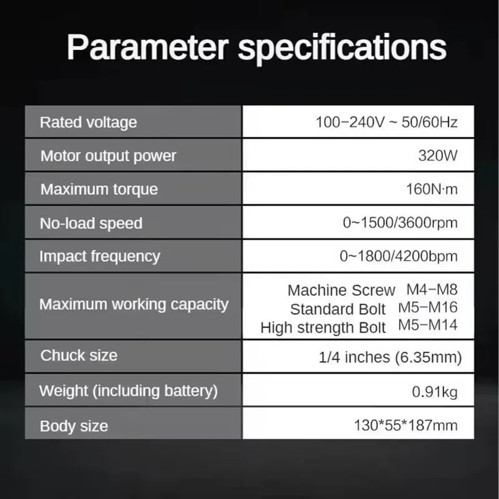 Cordless Impact Screwdriver 160Nm Brushless 12V Power Tool 4