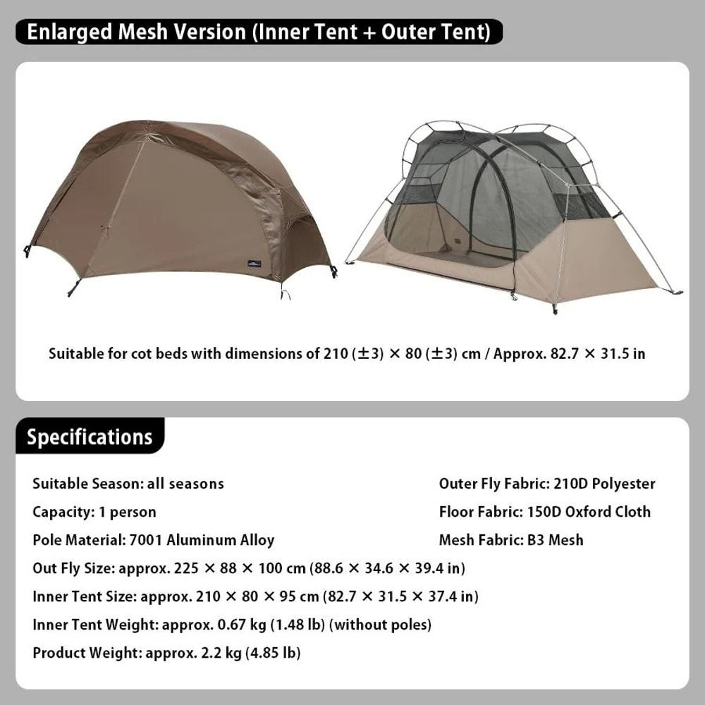 UltraLight Cot Tent Waterproof MosquitoProof Outdoor Shelter 7