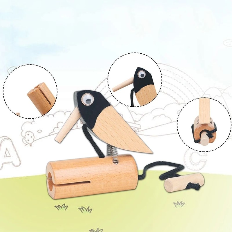 Wooden Woodpecker Percussion Toy Orff Early Childhood Musical Instrument 1