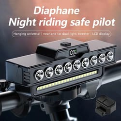 bicycle front headlight with integrated horn | type-c rechargeable mtb safety light