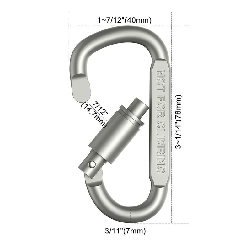6PCS Premium Aluminum Carabiner Set Lockable Outdoor Gear EDC Keychain 2
