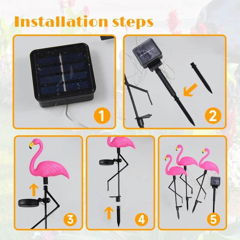 Solar Flamingo Stake Light Waterproof LED Outdoor Garden Pathway Decor 5