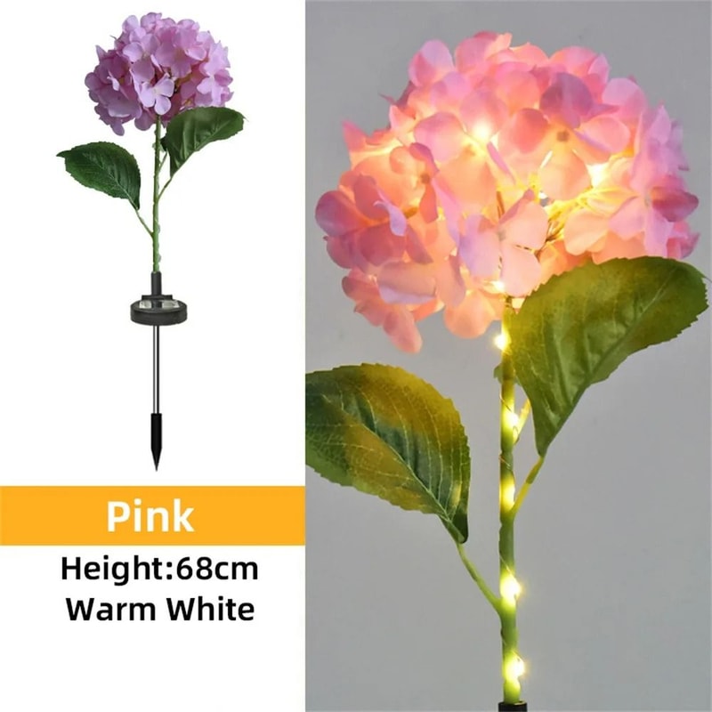 Solar Hydrangea Garden Light Waterproof LED Floral Stake Lamp 8