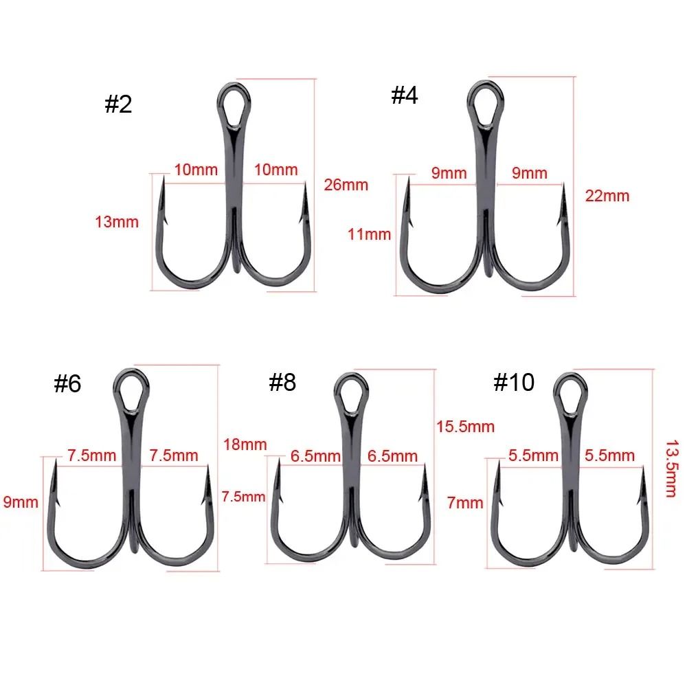 High Carbon Steel Treble Fishing Hooks 10Piece Professional Tackle Set 5